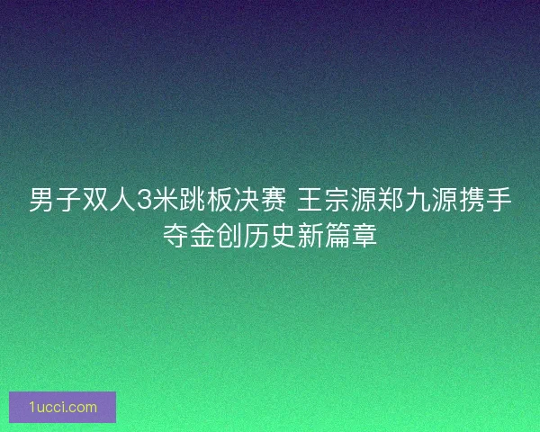 男子双人3米跳板决赛 王宗源郑九源携手夺金创历史新篇章