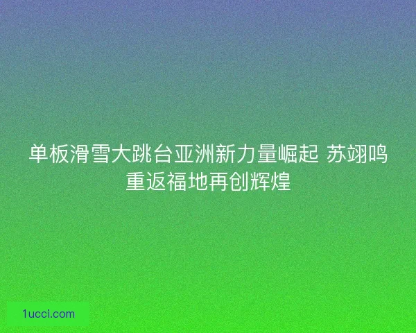 单板滑雪大跳台亚洲新力量崛起 苏翊鸣重返福地再创辉煌